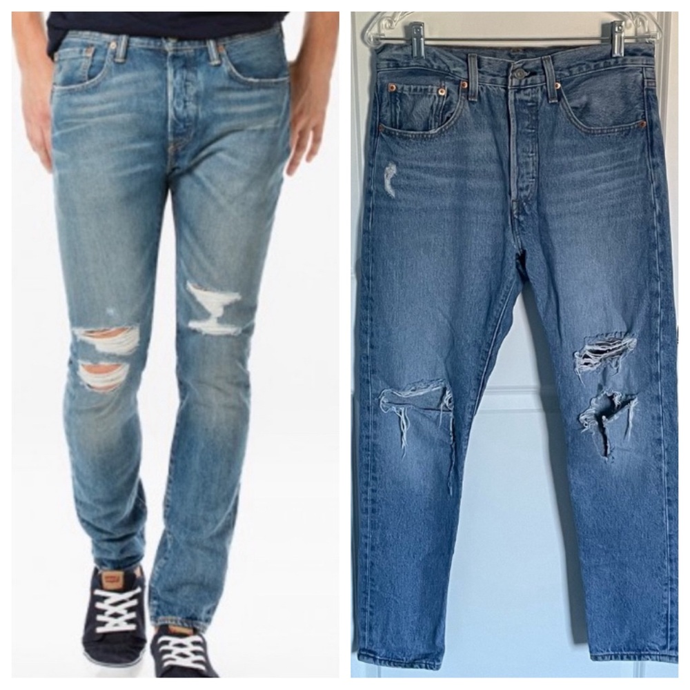 Levi’s 501 men’s distressed skinny Jeans blue 30x28 29927